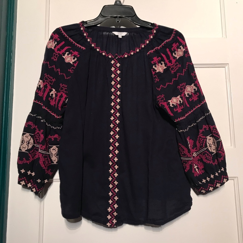 Tribal Embroidered Button Up Top